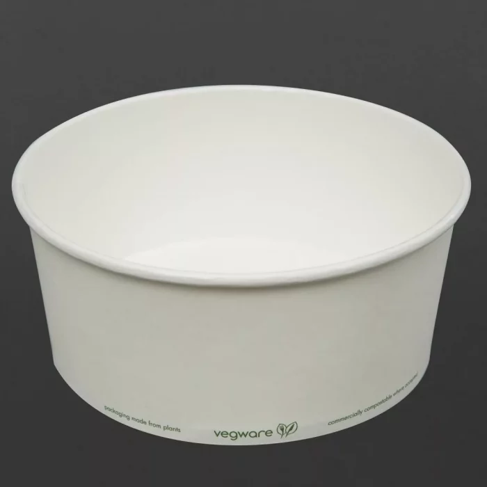 Vegware 185-Series Compostable Bon Appetit Wide PLA-lined Paper Food Bowls 48oz (Pack of 300) - Image 3