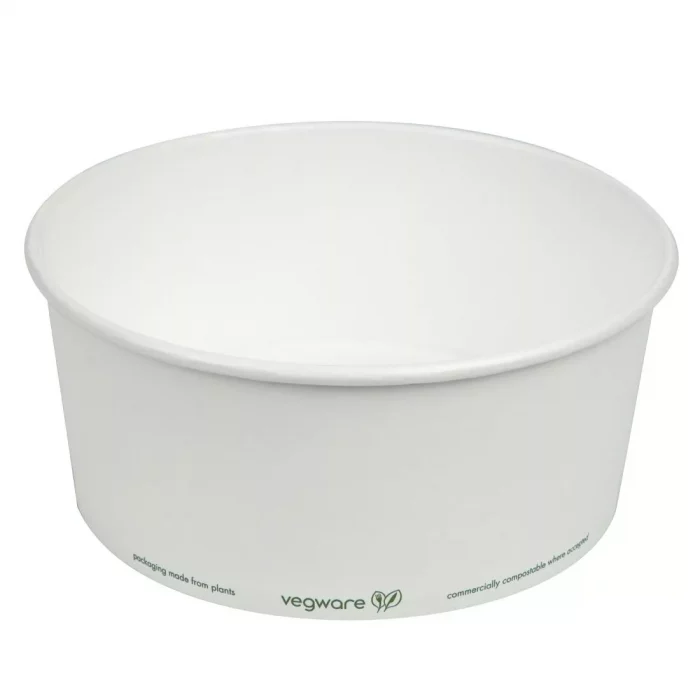 Vegware 185-Series Compostable Bon Appetit Wide PLA-lined Paper Food Bowls 48oz (Pack of 300) - Image 4