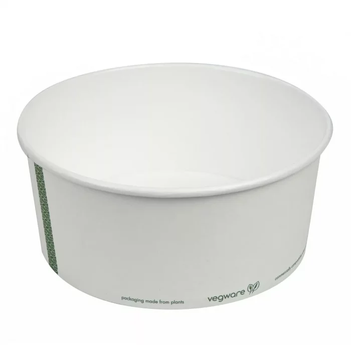 Vegware 185-Series Compostable Bon Appetit Wide PLA-lined Paper Food Bowls 48oz (Pack of 300) - Image 5