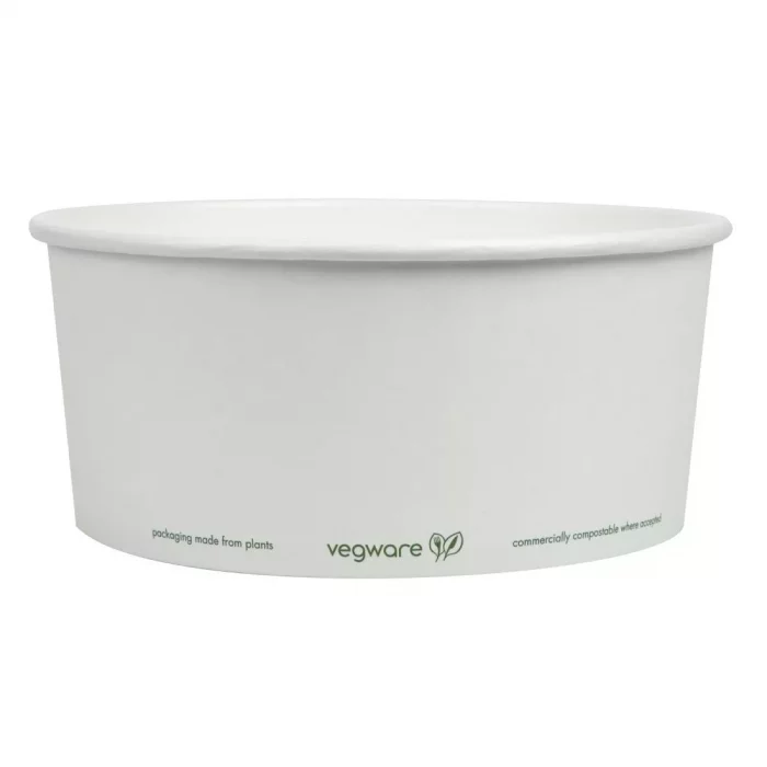 Vegware 185-Series Compostable Bon Appetit Wide PLA-lined Paper Food Bowls 48oz (Pack of 300) - Image 1