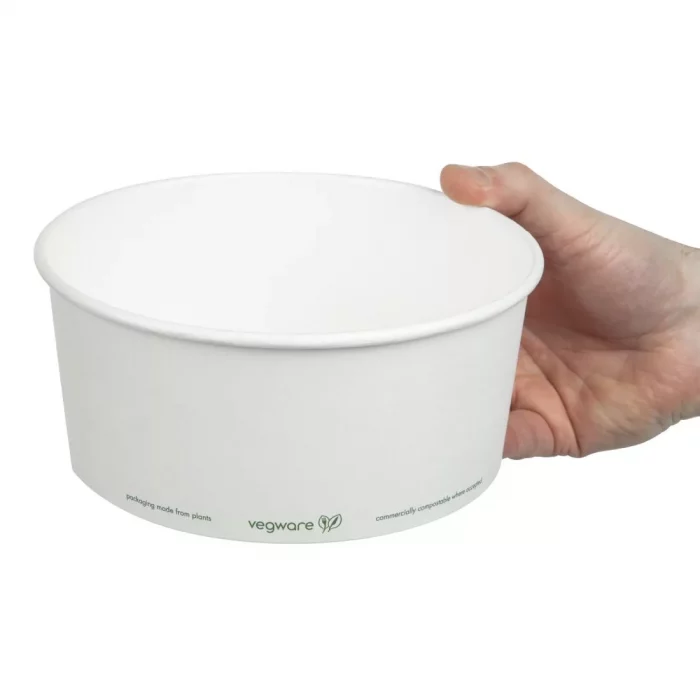 Vegware 185-Series Compostable Bon Appetit Wide PLA-lined Paper Food Bowls 48oz (Pack of 300) - Image 6