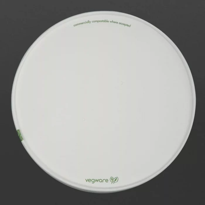 Vegware 185-Series Compostable Bon Appetit Wide PLA-lined Paper Food Bowl Lid (Pack of 300) - Image 2