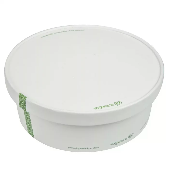 Vegware 185-Series Compostable Bon Appetit Wide PLA-lined Paper Food Bowl Lid (Pack of 300) - Image 6