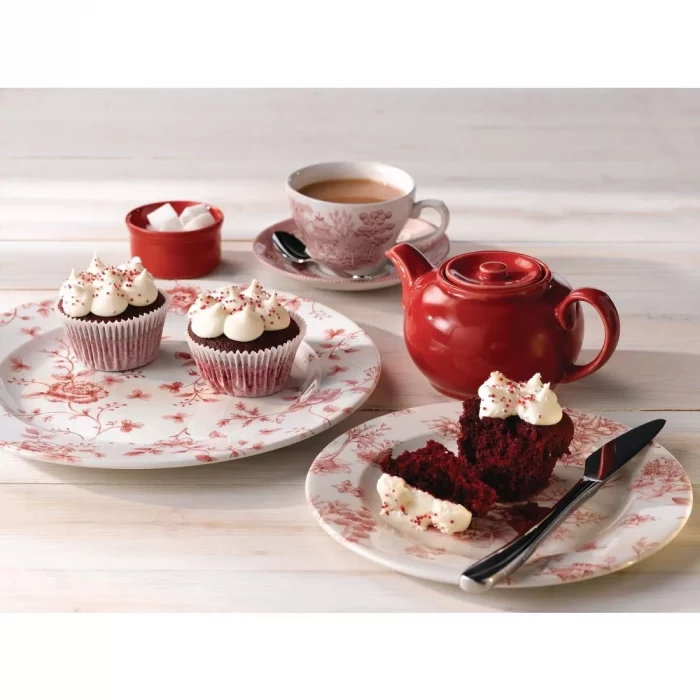 Churchill Vintage Prints Willow Georgian Teacup Cranberry 200ml (Pack of 12) - Image 2