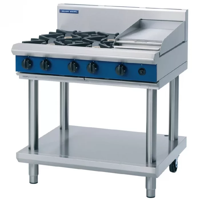 Blue Seal Evolution Cooktop 4 Open/1 Griddle Burner Nat Gas on Stand 900mm G516C-LS/N - Image 2