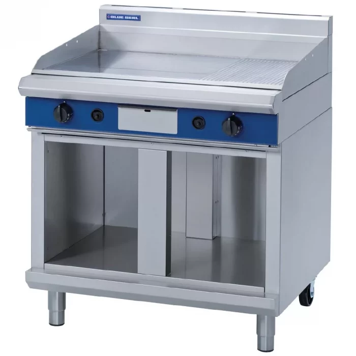 Blue Seal Evolution Chrome 1/3 Ribbed Griddle with Cabinet Base Nat Gas 900mm GP516-CB/N - Image 1