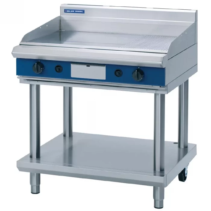 Blue Seal Evolution Chrome 1/3 Ribbed Griddle with Leg Stand LPG 900mm GP516-LS/L - Image 1