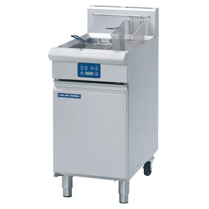 Blue Seal Single Tank Twin Basket Free Standing Natural Gas Fryer GT45E - Image 1