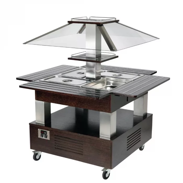 Roller Grill Chilled Salad Bar Square Dark Wood - Image 1