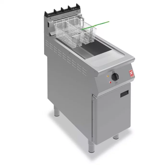 Falcon F900 F900 Single Tank Twin Basket Free Standing Propane Gas Filtration Fryer G9341F - Image 1