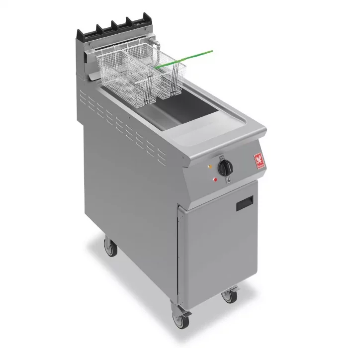 Falcon F900 F900 Single Tank Twin Basket Free Standing Natural Gas Filtration Fryer on Castors G9341F - Image 1