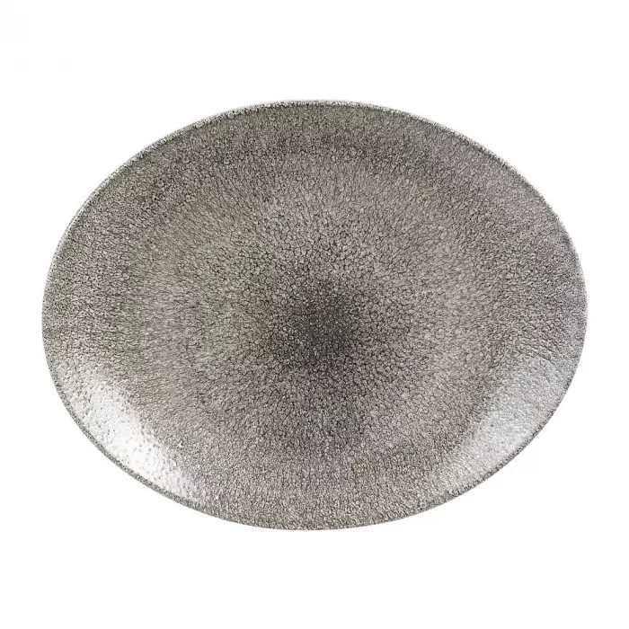 Churchill Studio Prints Raku Oval Coupe Plates Quartz Black 317mm (Pack of 12) - Image 1