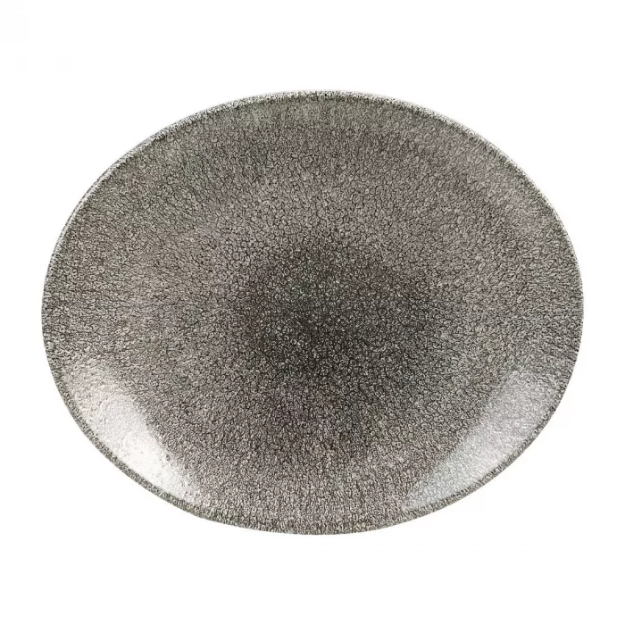 Churchill Studio Prints Raku Oval Coupe Plates Quartz Black 270mm (Pack of 12) - Image 1