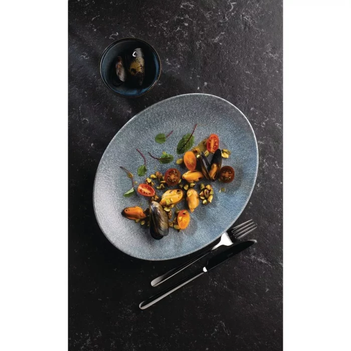 Churchill Studio Prints Raku Oval Coupe Plates Topaz Blue 270mm (Pack of 12) - Image 2