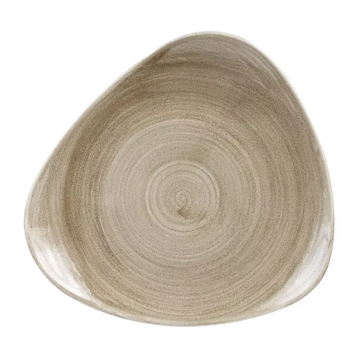 Churchill Stonecast Patina Antique Triangle Plates Taupe 311mm - Image 1