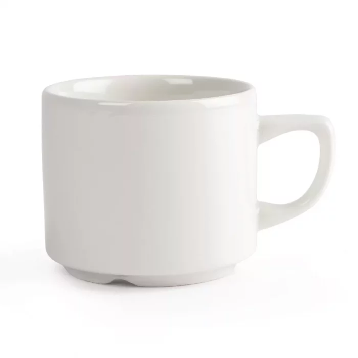 Churchill Plain Whiteware Stacking Maple Tea Cups 199ml (Pack of 24) - Image 1
