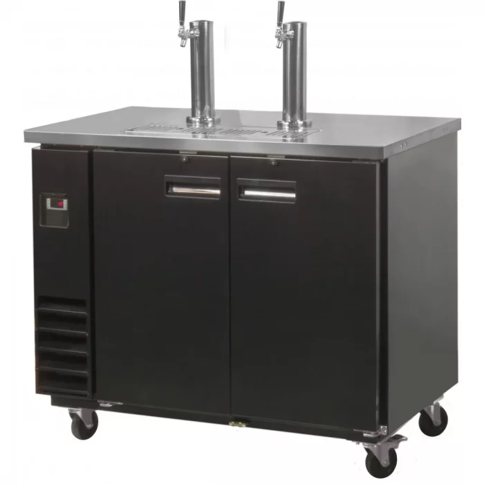 Prodis NTKC2 Double Door Black Double Tap Keg Cooler  2 x 1/2 Keg - Image 1