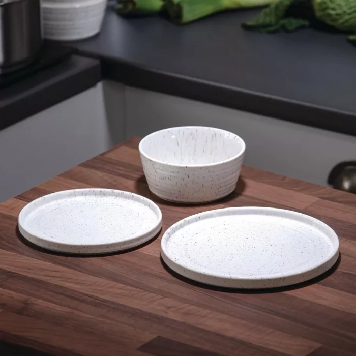 Olympia Cavolo Serve Like A Pro 18-Piece White Speckle Dinner Set - Image 5