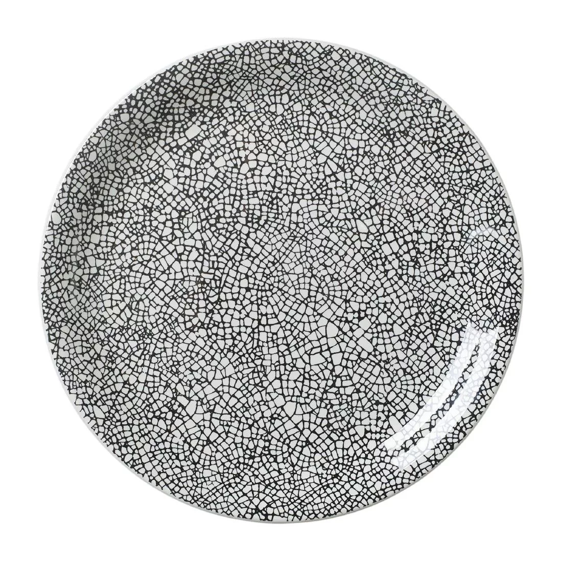 vv1044_steeliteink.jpg Steelite Ink Crackle Black Coupe Plates 203mm (Pack of 12) - Image 1