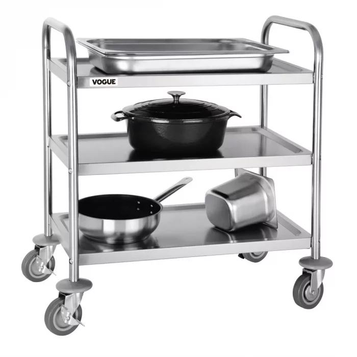 Vogue Stainless Steel 3 Tier Clearing Trolley Small - Image 2