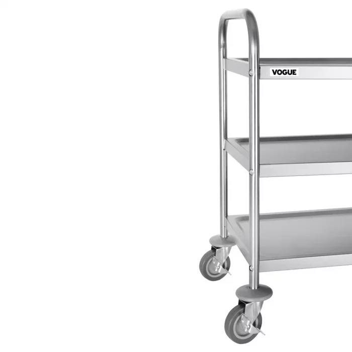 Vogue Stainless Steel 3 Tier Clearing Trolley Small - Image 4