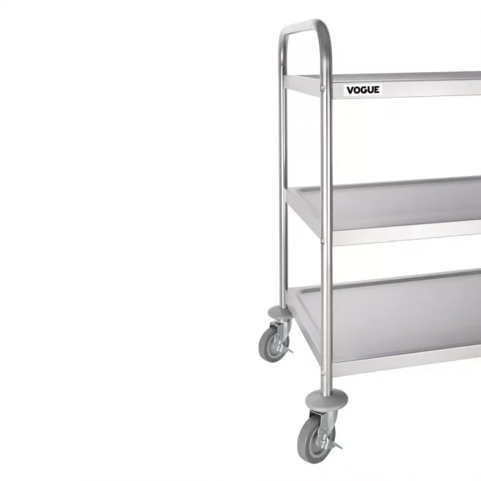 Vogue Stainless Steel 3 Tier Clearing Trolley Large - Image 4