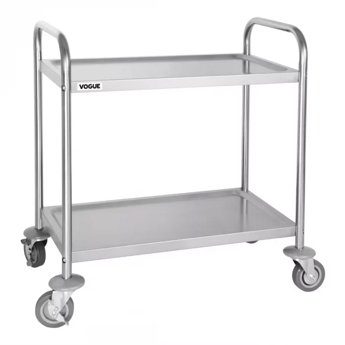 Vogue Stainless Steel 2 Tier Clearing Trolley Small - Image 1