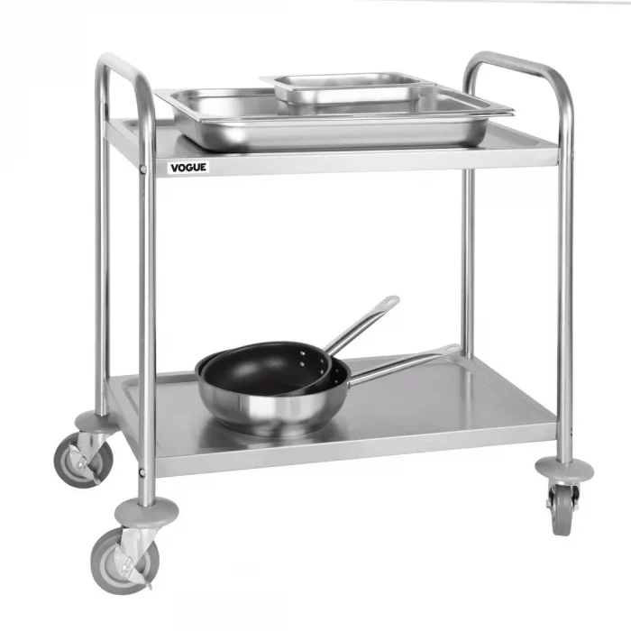 Vogue Stainless Steel 2 Tier Clearing Trolley Small - Image 2
