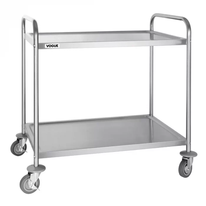 Vogue Stainless Steel 2 Tier Clearing Trolley Large - Image 1