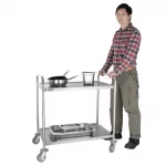 Vogue Stainless Steel 2 Tier Clearing Trolley Large - Image 3