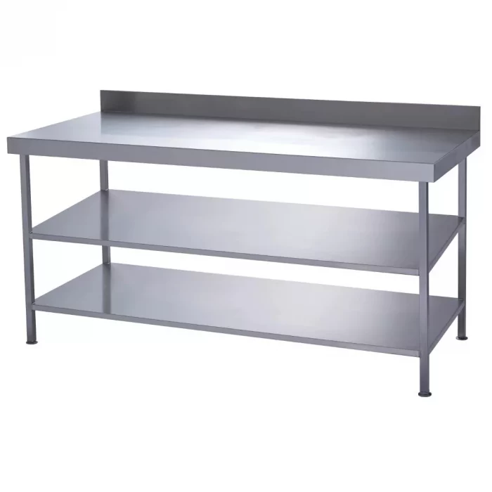Parry Fully Welded Stainless Steel Wall Table 2 Undershelves 1200x600mm - Image 1