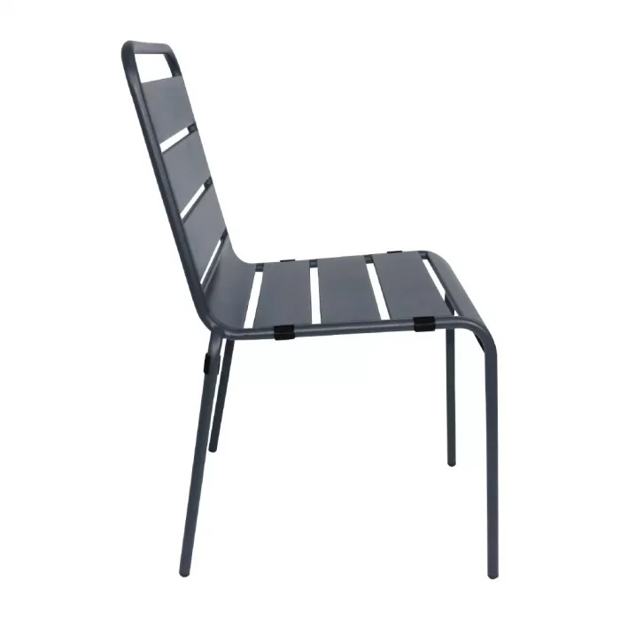 Bolero Amalfi Slatted Steel Side Chairs Grey (Pack of 4) - Image 2