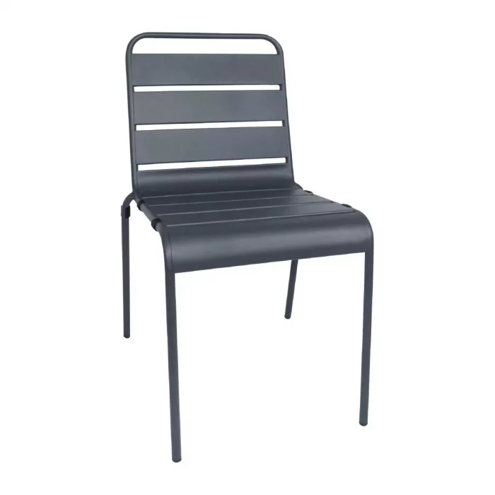 Bolero Amalfi Slatted Steel Side Chairs Grey (Pack of 4) - Image 3