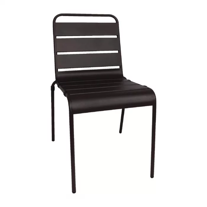 Bolero Amalfi Slatted Steel Side Chairs Black (Pack of 4) - Image 1
