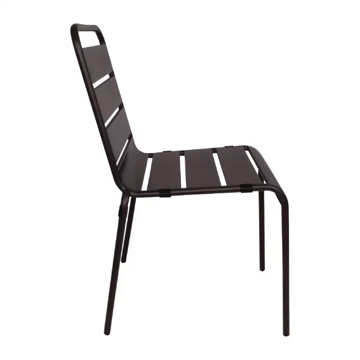 Bolero Amalfi Slatted Steel Side Chairs Black (Pack of 4) - Image 3