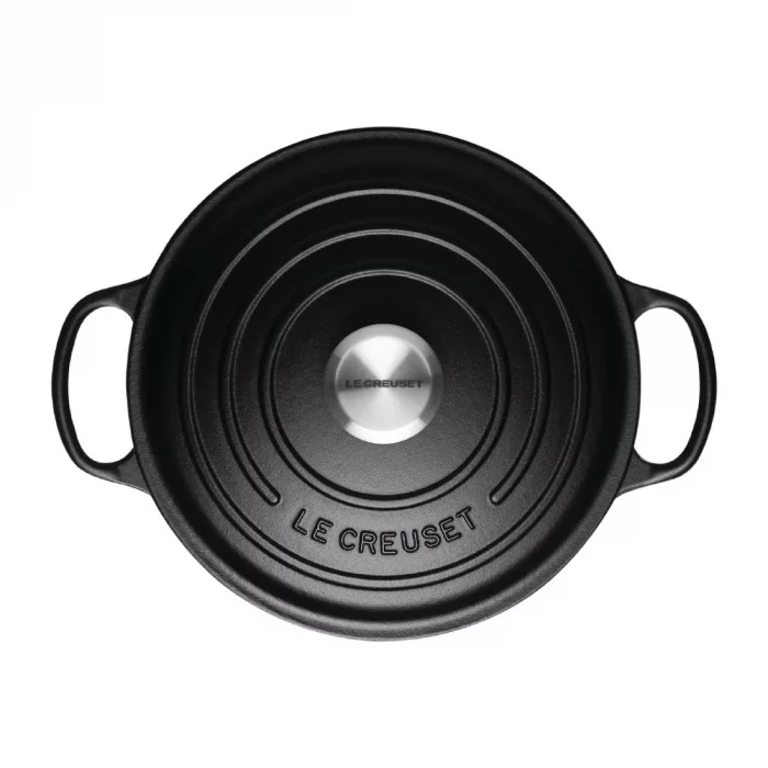 Le Creuset Cast Iron Round Casserole Dish Satin Black 24cm - Image 2