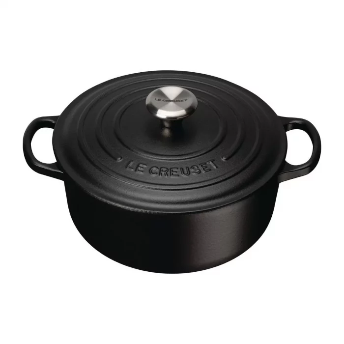 Le Creuset Cast Iron Round Casserole Dish Satin Black 28cm - Image 1