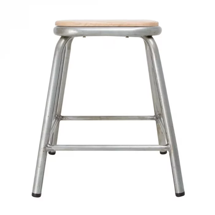 Bolero Galvanised Steel Low Stools with Wooden Seatpad (Pack of 4) - Image 3