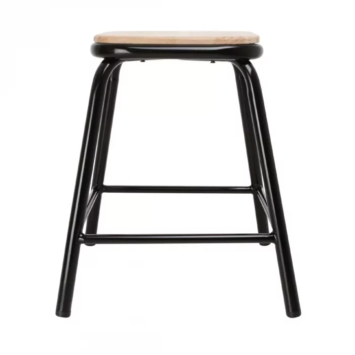 Bolero Cantina Low Stools with Wooden Seat Pad Black (Pack of 4) - Image 3