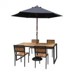 Bolero Steel & Acacia Side Chairs (Pack of 4) - Image 3