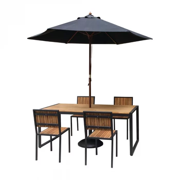Bolero Steel & Acacia Side Chairs (Pack of 4) - Image 3