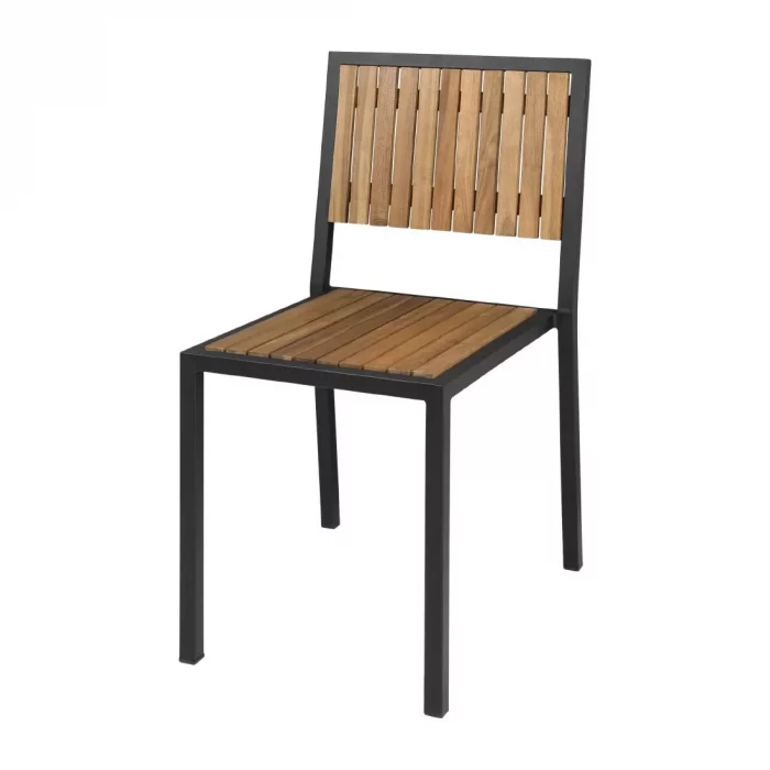 Bolero Steel & Acacia Side Chairs (Pack of 4) - Image 4