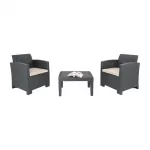 Bolero PP Armchair and Table Wicker Set Grey