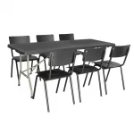 Bolero Rectangular Centre Folding Utility Table Black 6ft (Single) - Image 3