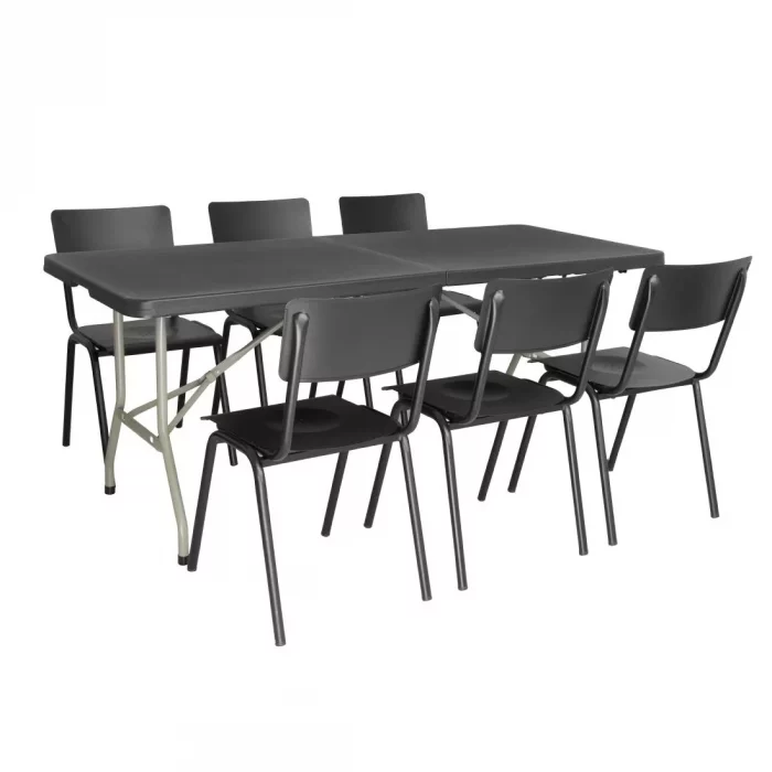 Bolero Rectangular Centre Folding Utility Table Black 6ft (Single) - Image 3