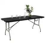 Bolero Rectangular Centre Folding Utility Table Black 6ft (Single) - Image 7