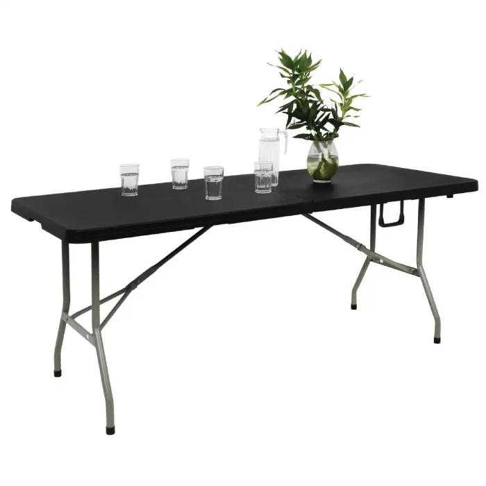 Bolero Rectangular Centre Folding Utility Table Black 6ft (Single) - Image 7