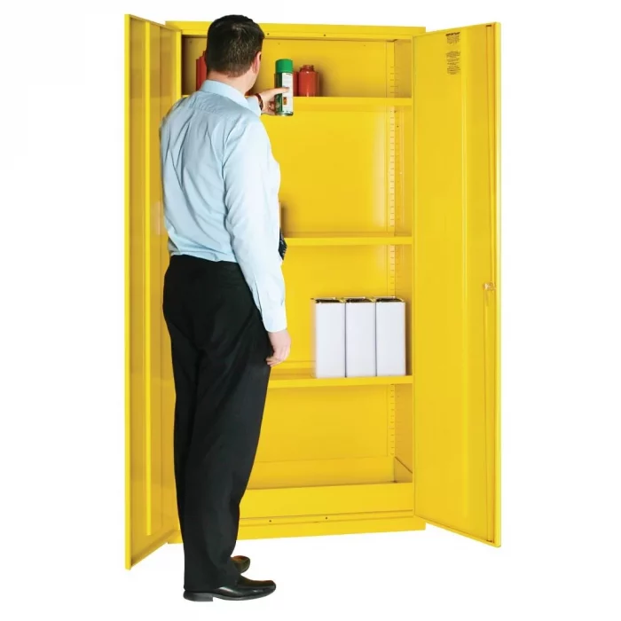 Hazardous Substance Cabinet Double Door Yellow 50Ltr - Image 2