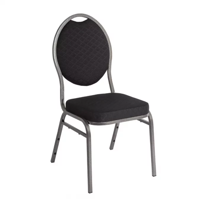 Bolero Oval Back Banquet Chairs Grey & Black (Pack of 4) - Image 1
