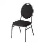 Bolero Oval Back Banquet Chairs Grey & Black (Pack of 4) - Image 3